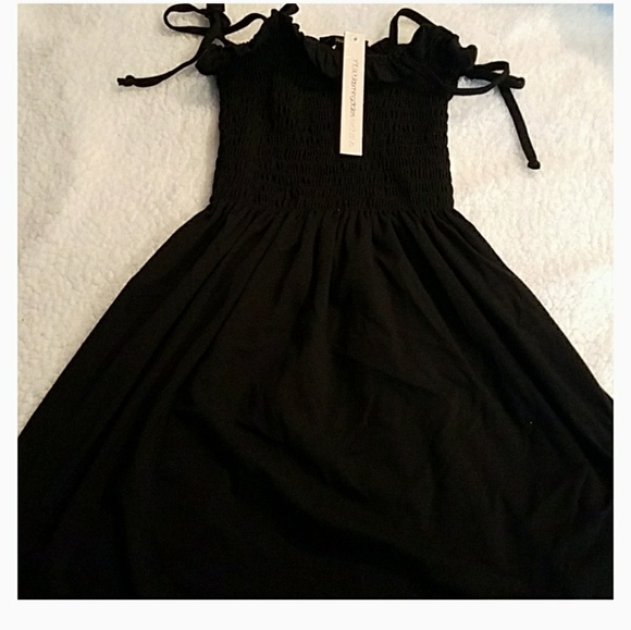 AQUA SMOCKED TIE SHOULDER RUFFLE Dress - Picture 4 of 4